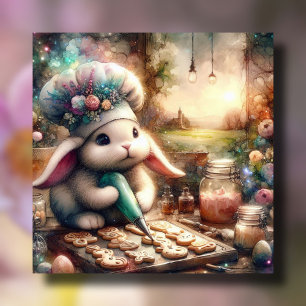 Cute Watercolor Bunny Frosting Easter Cookies Holiday Card