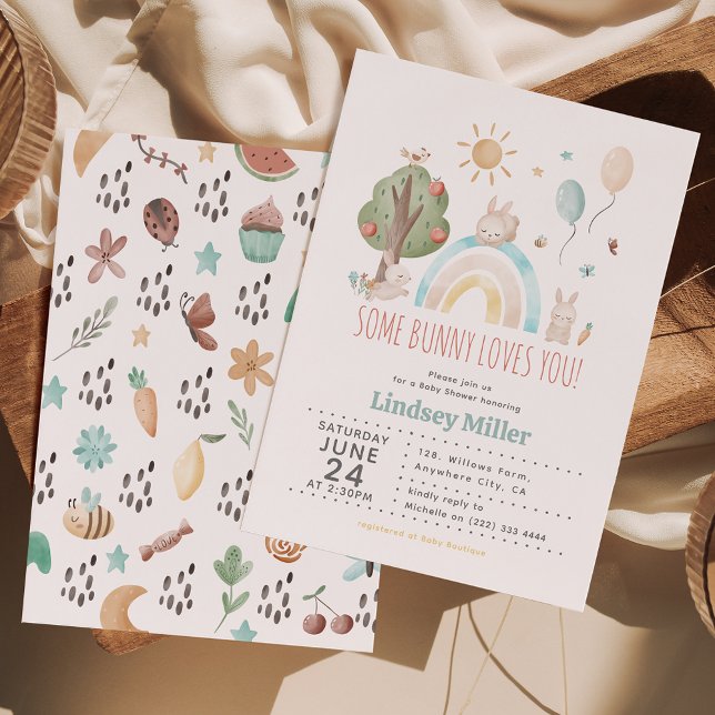 Cute Watercolor Bunny Gender Neutral Baby Shower Invitation (Creator Uploaded)