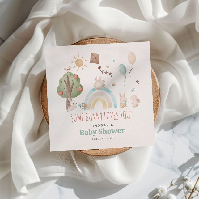 Cute Watercolor Bunny Gender Neutral Baby Shower Napkin (Creator Uploaded)
