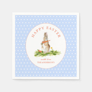 Cute watercolor Bunny Happy Easter Paper Napkin