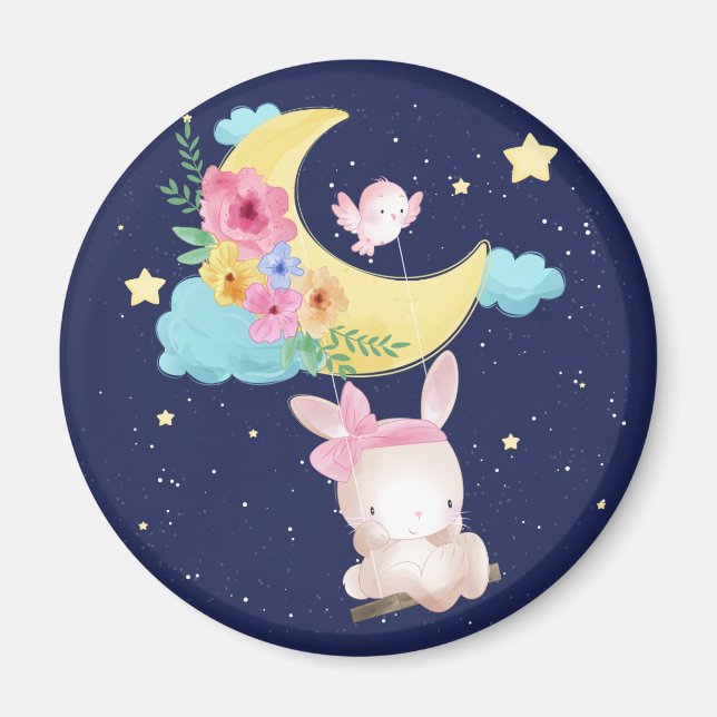 Cute Watercolor Bunny  Magnet (Front)