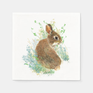Cute Watercolor Bunny Rabbit Animal Art Napkin