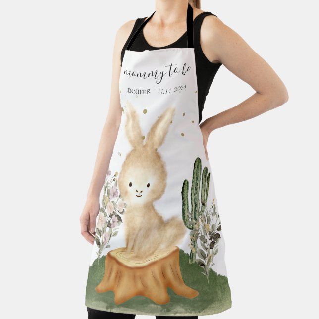 Cute Watercolor bunny rabbit Mommy To Be Apron (Insitu)