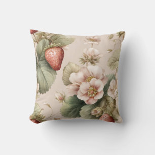 Cute Watercolor Bunny with Strawberries Cushion