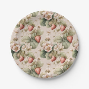 Cute Watercolor Bunny with Strawberries Tote Bag Paper Plate