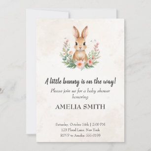 Cute Watercolor Bunny Woodland Animals Baby Shower Invitation