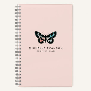 Cute Watercolor Butterfly Logo Blush Pink Notebook