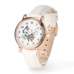 Cute watercolor butterfly lovers watch