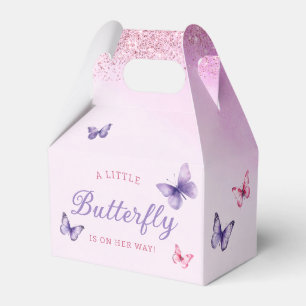 Cute Watercolor Butterfly purple girl Baby Shower  Favour Box