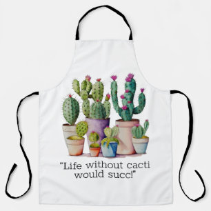 Cute watercolor cacti cactus succulents in pots apron