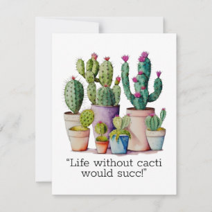 Cute watercolor cacti cactus succulents in pots card