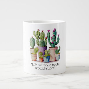 Cute watercolor cacti cactus succulents in pots large coffee mug