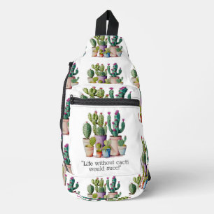 Cute watercolor cacti cactus succulents in pots sling bag