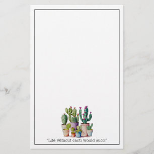 Cute watercolor cacti cactus succulents in pots stationery