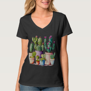 Cute watercolor cacti cactus succulents in pots T-Shirt