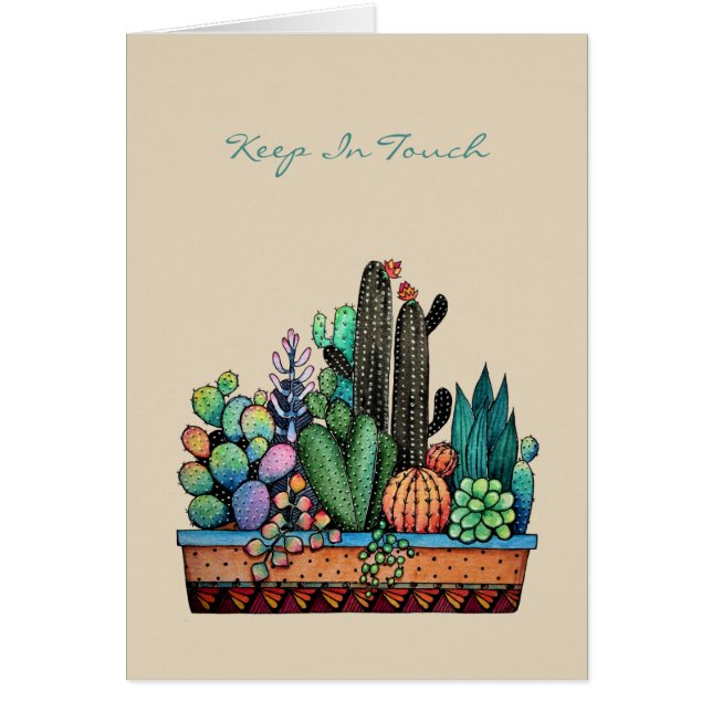 Cute Watercolor Cactus Garden In Beautiful Pot (Front)