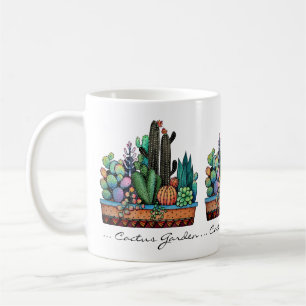 Cute Watercolor Cactus Garden In Pot Coffee Mug