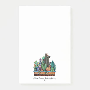 Cute Watercolor Cactus Garden In Pot Post-it Notes