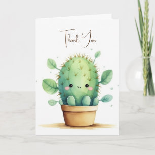 Cute Watercolor Cactus In Pot Card