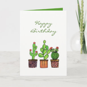 Cute Watercolor Cactus in pots Card