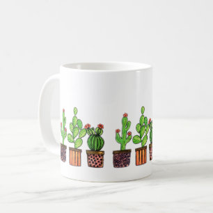 Cute Watercolor Cactus In Pots Coffee Mug