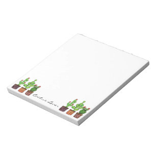 Cute Watercolor Cactus In Pots Notepad