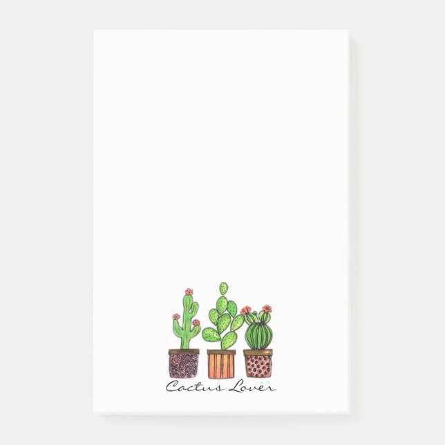 Cute Watercolor Cactus In Pots Post-it Notes (Front)