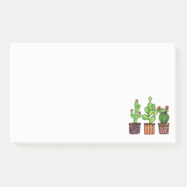 Cute Watercolor Cactus In Pots Post-it Notes (Front)