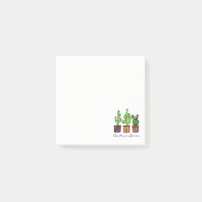 Cute Watercolor Cactus In Pots Post-it Notes (Front)