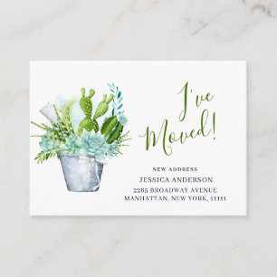 Cute Watercolor Cactus Moving Announcement