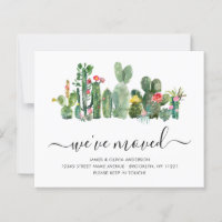 Cute Watercolor Cactus We've Moved New Home