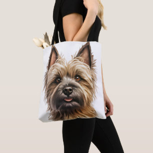 CUTE WATERCOLOR CAIRN TERRIER DOG FACE TOTE BAG