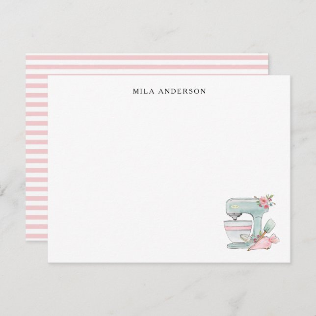 Cute watercolor Cake Mixer Flat  Thank You Card (Front/Back)