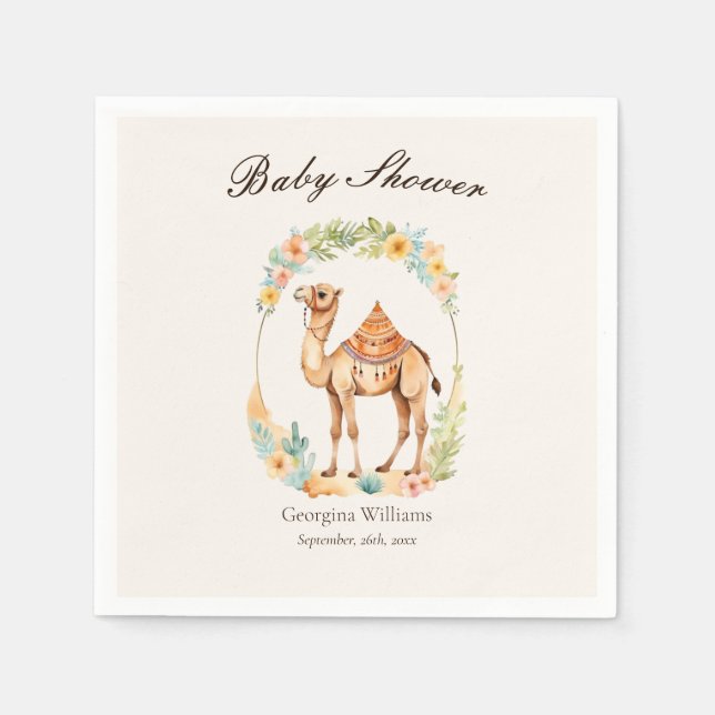 Cute Watercolor Camel Baby Shower Napkin (Front)
