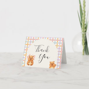 Cute Watercolor Capy Capybara Baby Shower Thank You Card