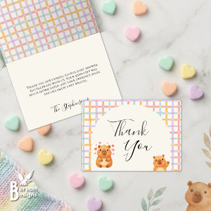 Cute Watercolor Capybara Baby Shower Thank You Card