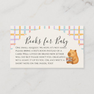 Cute Watercolor Capybara Books for Baby Shower  Business Card