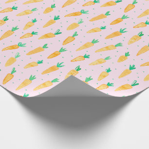 Cute Watercolor Carrots pink  Wrapping Paper