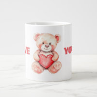 cute watercolor cartoon bear with red heart