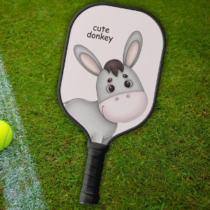 Cute Watercolor Cartoon Donkey, Baby Animal Pickleball Paddle