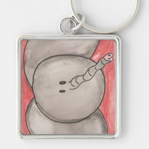Cute Watercolor Cartoon Elephant Keychain