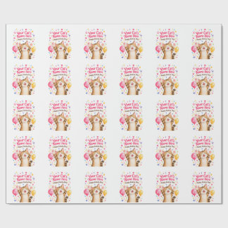 Cute Watercolor Cat Gotcha Day Celebration Wrapping Paper