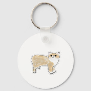 Cute Watercolor Cat Illustration Key Ring