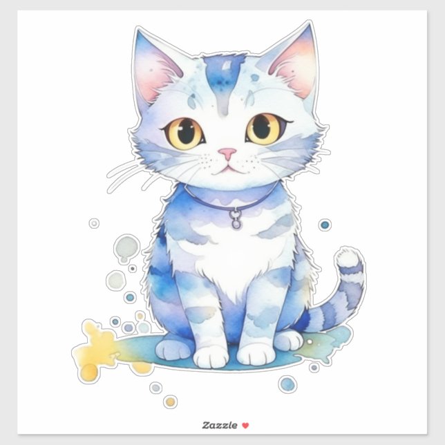 Cute watercolor cat (kitten) design (Sheet)