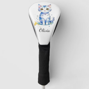 Cute watercolor cat (kitten) design golf head cover