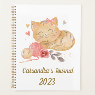 Cute Watercolor Cat Personalised Planner