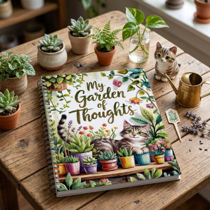 Cute Watercolor Cat Plant Lover Journal