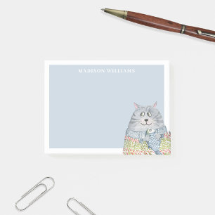Cute Watercolor Cat with Custom Name Post-it Notes