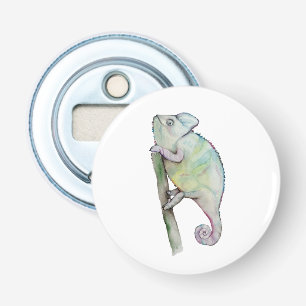 Cute watercolor chameleon bottle opener