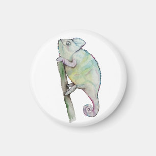 Cute watercolor chameleon magnet